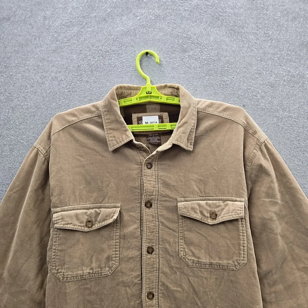 Levi's Men Jacket L Tan Shirt Button Long Sleeve‎ Corduroy Work Sherpa Lined
